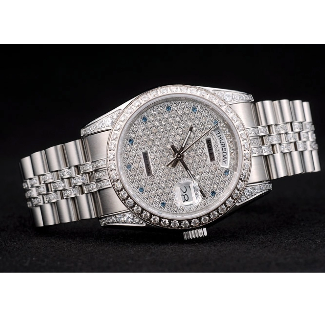 AAA Replica Watches Steel Bracelet Rolex 41985 Diamond Plated Dial Stainless DayDate Plated Diamond 0629